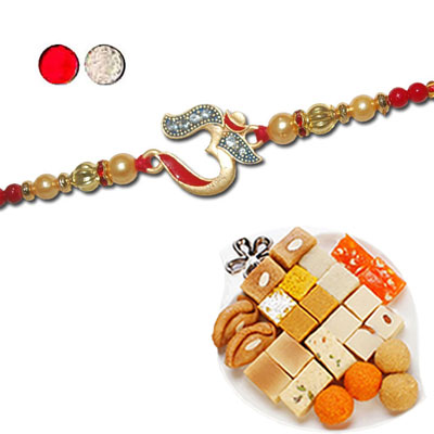 "Rakhi - FR- 8570 A (Single Rakhi), 500gms of Assorted Sweets - Click here to View more details about this Product